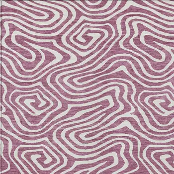10' X 14' Plum And Ivory Abstract Washable Indoor Outdoor Area Rug