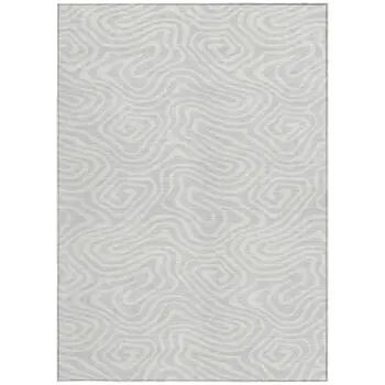 3' X 5' Silver And Gray Abstract Washable Indoor Outdoor Area Rug