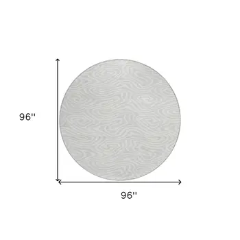 8' Silver And Gray Round Abstract Washable Indoor Outdoor Area Rug