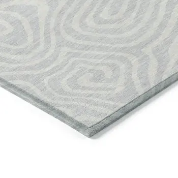 8' X 10' Silver And Gray Abstract Washable Indoor Outdoor Area Rug