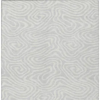 10' X 14' Silver And Gray Abstract Washable Indoor Outdoor Area Rug