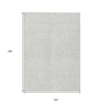 10' X 14' Silver And Gray Abstract Washable Indoor Outdoor Area Rug