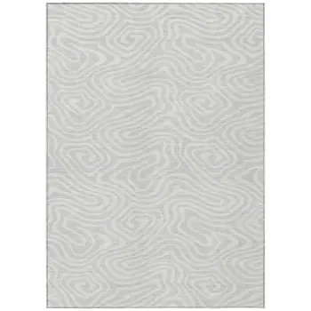 10' X 14' Silver And Gray Abstract Washable Indoor Outdoor Area Rug