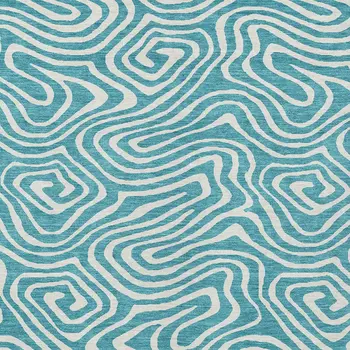 3' X 5' Teal Blue And Ivory Abstract Washable Indoor Outdoor Area Rug