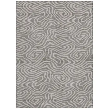 5' X 8' Taupe And Gray Abstract Washable Indoor Outdoor Area Rug