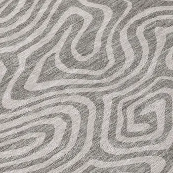 8' Taupe And Gray Round Abstract Washable Indoor Outdoor Area Rug
