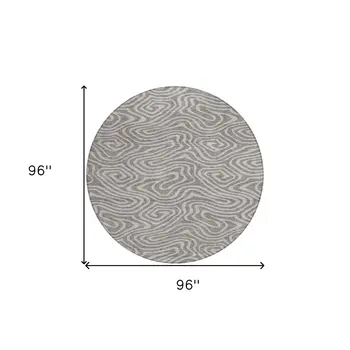 8' Taupe And Gray Round Abstract Washable Indoor Outdoor Area Rug