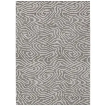 9' X 12' Taupe And Gray Abstract Washable Indoor Outdoor Area Rug