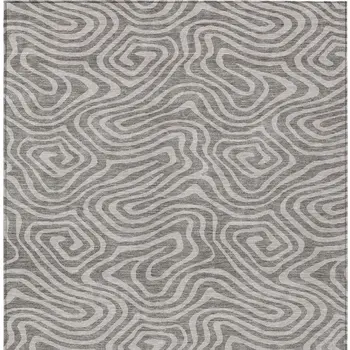 9' X 12' Taupe And Gray Abstract Washable Indoor Outdoor Area Rug