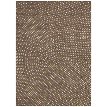 3' X 5' Brown Gold And Ivory Polka Dot Washable Indoor Outdoor Area Rug