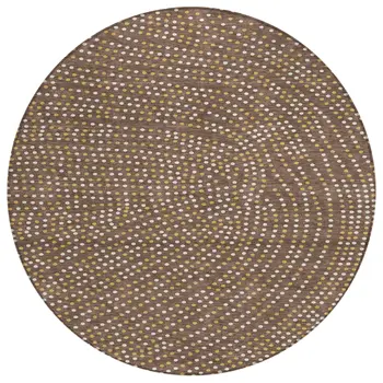 8' Brown Gold And Ivory Round Polka Dot Washable Indoor Outdoor Area Rug
