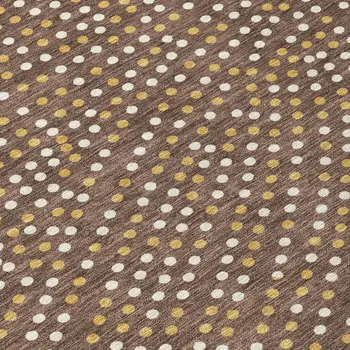8' Brown Gold And Ivory Round Polka Dot Washable Indoor Outdoor Area Rug