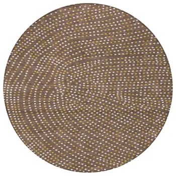 8' Brown Gold And Ivory Round Polka Dot Washable Indoor Outdoor Area Rug