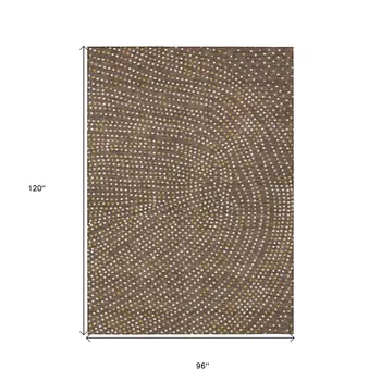 8' X 10' Brown Gold And Ivory Polka Dot Washable Indoor Outdoor Area Rug