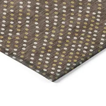 8' X 10' Brown Gold And Ivory Polka Dot Washable Indoor Outdoor Area Rug
