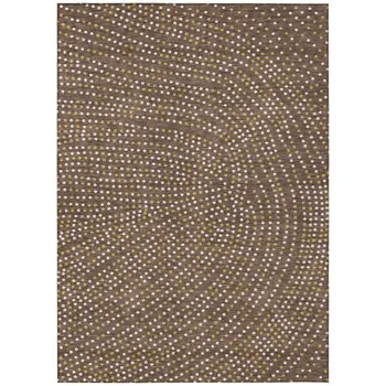 9' X 12' Brown Gold And Ivory Polka Dot Washable Indoor Outdoor Area Rug