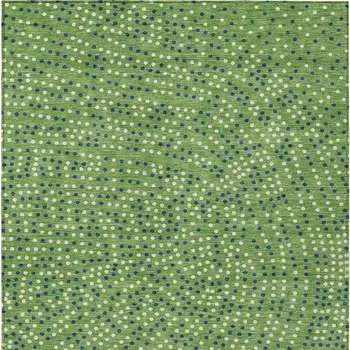 3' X 5' Green Blue And Ivory Polka Dot Washable Indoor Outdoor Area Rug