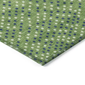 3' X 5' Green Blue And Ivory Polka Dot Washable Indoor Outdoor Area Rug