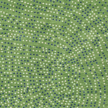 5' X 8' Green Blue And Ivory Polka Dot Washable Indoor Outdoor Area Rug