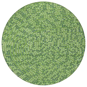 8' Green Blue And Ivory Round Polka Dot Washable Indoor Outdoor Area Rug