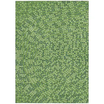 9' X 12' Green Blue And Ivory Polka Dot Washable Indoor Outdoor Area Rug