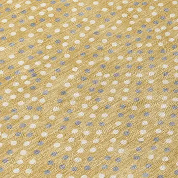 3' X 5' Gold Gray And Ivory Polka Dot Washable Indoor Outdoor Area Rug