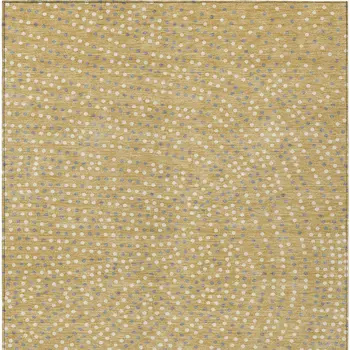 5' X 8' Gold Gray And Ivory Polka Dot Washable Indoor Outdoor Area Rug