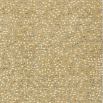 8' X 10' Gold Gray And Ivory Polka Dot Washable Indoor Outdoor Area Rug