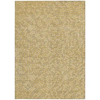 9' X 12' Gold Gray And Ivory Polka Dot Washable Indoor Outdoor Area Rug