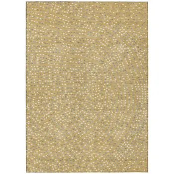 9' X 12' Gold Gray And Ivory Polka Dot Washable Indoor Outdoor Area Rug