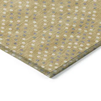 9' X 12' Gold Gray And Ivory Polka Dot Washable Indoor Outdoor Area Rug