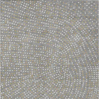 3' X 5' Gray Gold And Ivory Polka Dot Washable Indoor Outdoor Area Rug