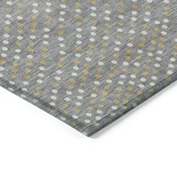 3' X 5' Gray Gold And Ivory Polka Dot Washable Indoor Outdoor Area Rug