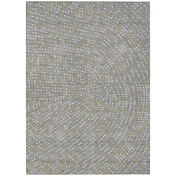 5' X 8' Gray Gold And Ivory Polka Dot Washable Indoor Outdoor Area Rug