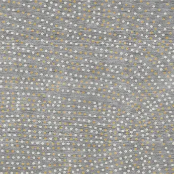 10' X 14' Gray Gold And Ivory Polka Dot Washable Indoor Outdoor Area Rug