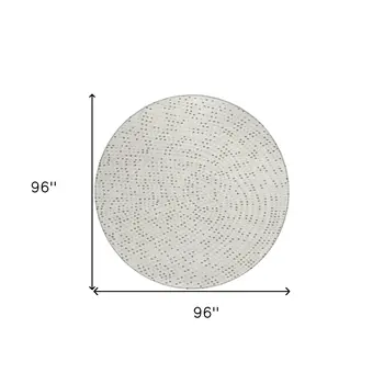 8' Ivory And Brown Round Polka Dot Washable Indoor Outdoor Area Rug