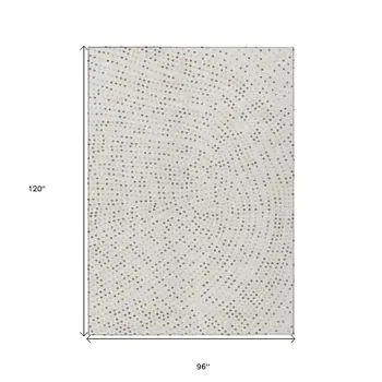 8' X 10' Ivory And Brown Polka Dot Washable Indoor Outdoor Area Rug
