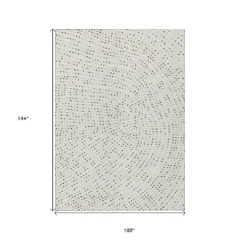 9' X 12' Ivory And Brown Polka Dot Washable Indoor Outdoor Area Rug