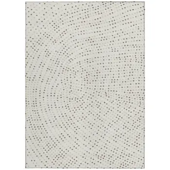 10' X 14' Ivory And Brown Polka Dot Washable Indoor Outdoor Area Rug