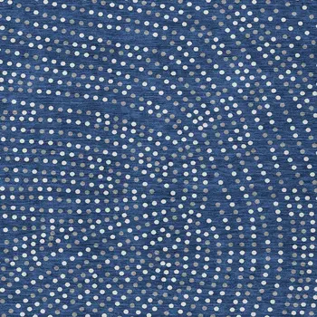 3' X 5' Navy Blue Gray And Ivory Polka Dot Washable Indoor Outdoor Area Rug