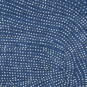 5' X 8' Navy Blue Gray And Ivory Polka Dot Washable Indoor Outdoor Area Rug
