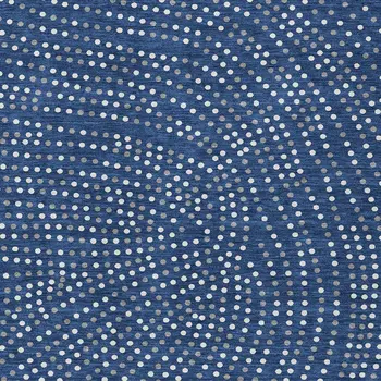 8' X 10' Navy Blue Gray And Ivory Polka Dot Washable Indoor Outdoor Area Rug