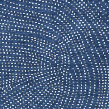 9' X 12' Navy Blue Gray And Ivory Polka Dot Washable Indoor Outdoor Area Rug