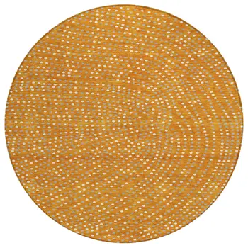8' Orange Gray And Ivory Round Polka Dot Washable Indoor Outdoor Area Rug