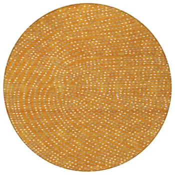 8' Orange Gray And Ivory Round Polka Dot Washable Indoor Outdoor Area Rug