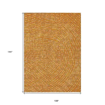 9' X 12' Orange Gray And Ivory Polka Dot Washable Indoor Outdoor Area Rug