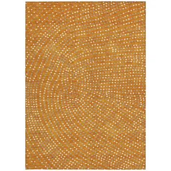 10' X 14' Orange Gray And Ivory Polka Dot Washable Indoor Outdoor Area Rug