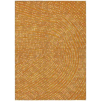 10' X 14' Orange Gray And Ivory Polka Dot Washable Indoor Outdoor Area Rug