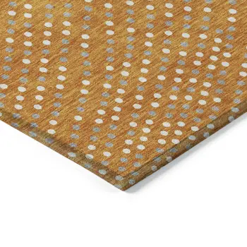 10' X 14' Orange Gray And Ivory Polka Dot Washable Indoor Outdoor Area Rug