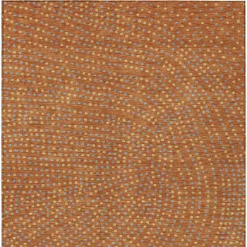5' X 8' Brown Gray And Gold Polka Dot Washable Indoor Outdoor Area Rug